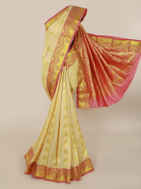 

Pothys Cream-Coloured & Pink Art Silk Woven Design Saree