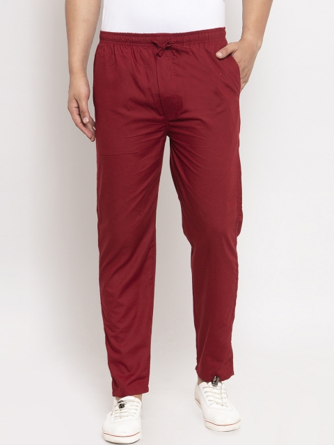 

JAINISH Men Maroon Solid Slim-Fit Track Pants