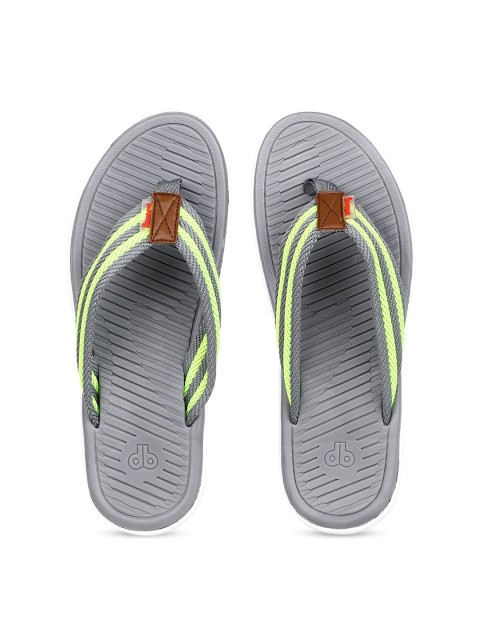 

Bonkerz Men Grey & Green Striped Thong Flip-Flops