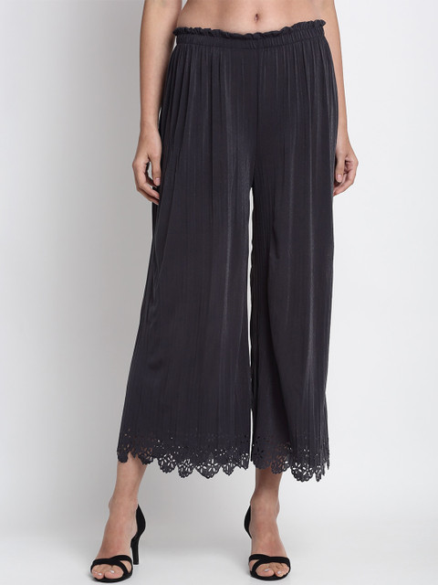 

NEUDIS Women Grey Solid Pleated Culottes