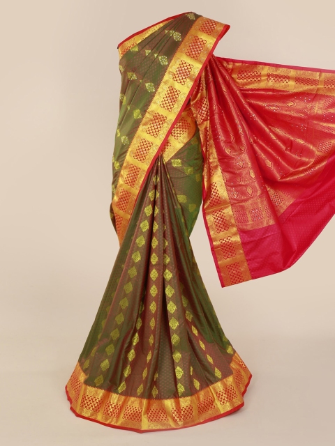 Pothys Green Art Silk Woven Design Kanjeevaram Saree