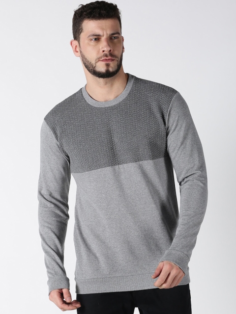UrGear Men Grey Colourblocked Cotton Sweatshirt