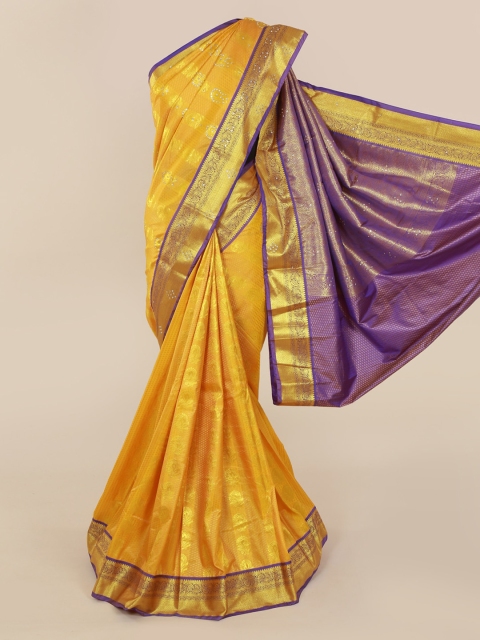 

Pothys Yellow & Gold-Toned Art Silk Woven Design Kanjeevaram Saree
