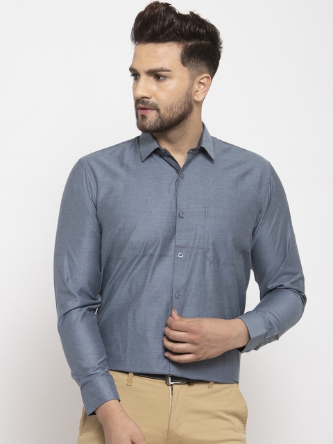 

JAINISH Men Grey Regular Fit Self Design Formal Shirt