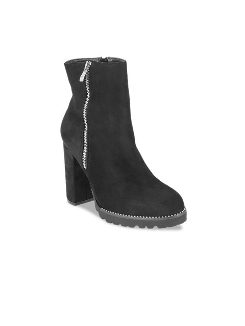 

Metro Women Black Solid Heeled Boots