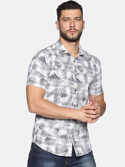 

SHOWOFF Men White Slim Fit Printed Casual Shirt