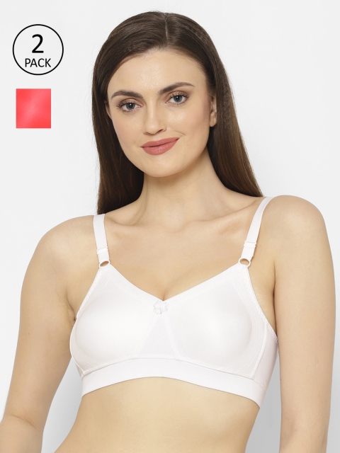 

Floret White & Coral Solid Non-Wired Non Padded Minimizer Bra T3073_White-Tomato
