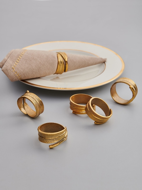 

Pure Home and Living Set of 6 Gold Toned Leaf Napkin Rings