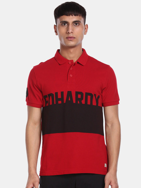 

Ed Hardy Men Red Solid Polo Collar T-shirt