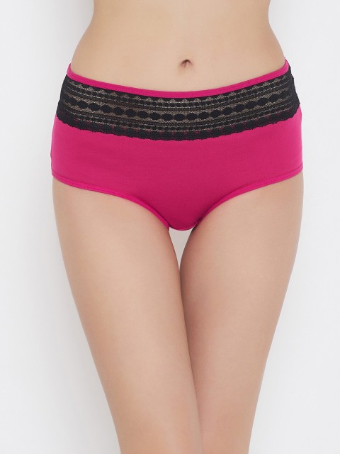 

Clovia Women Pink & Black Solid Hipster-Briefs-PN3301I14