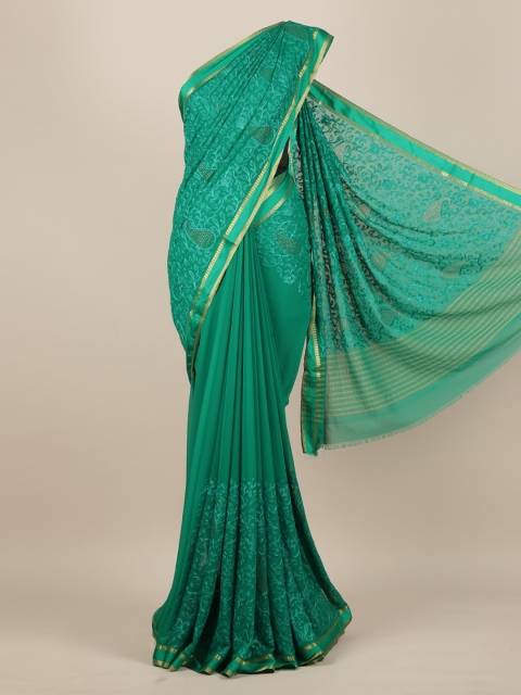 

Pothys Green Embroidered Pure Chiffon Saree