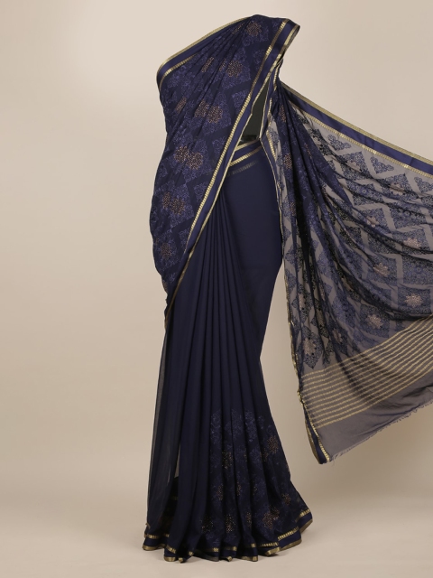 

Pothys Navy Blue Woven Design Pure Chiffon Saree
