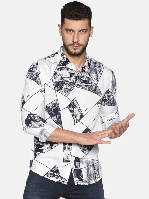 

SHOWOFF Men Navy Blue Slim Fit Printed Casual Shirt