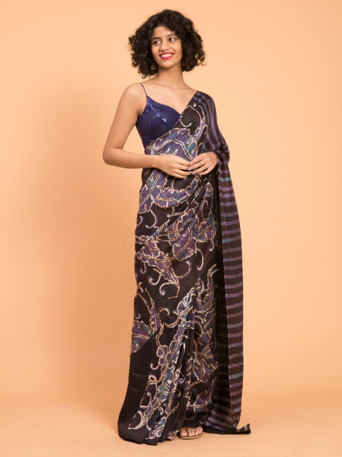 

Suta Purple Batik Dyed Mulberry Silk Saree