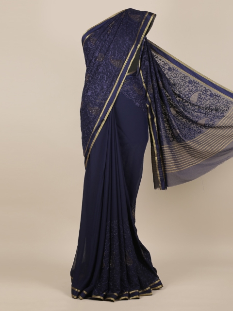 

Pothys Blue Printed Pure Chiffon Saree