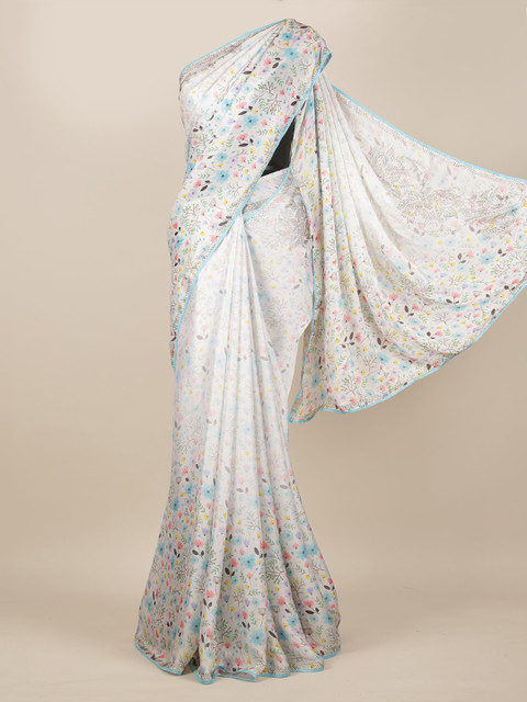 

Pothys White Printed Pure Georgette Saree