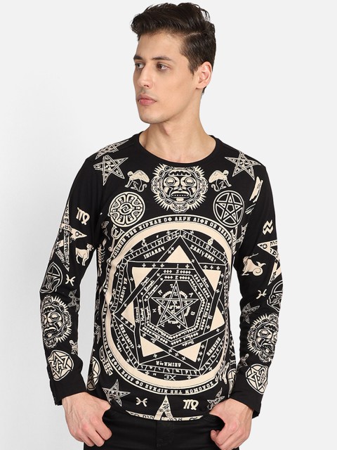 

PUNK Men Black Printed Round Neck T-shirt