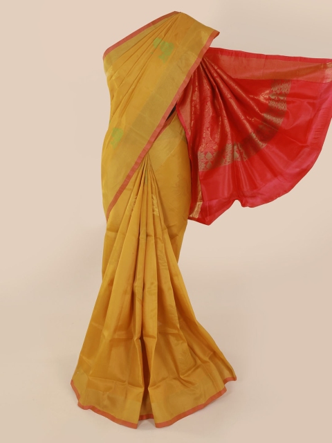 

Pothys Mustard Yellow Art Silk Solid Kanjeevaram Saree