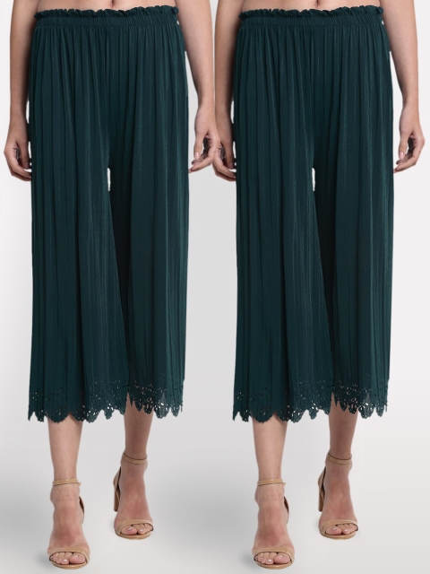 

NEUDIS Women Green Regular Fit Solid Culottes