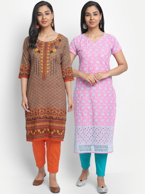 

7Threads Women Pack Of 2 Ethnic Motifs Printed Kurta, Multi