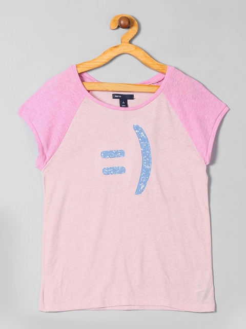 

GAP Girls Pink & Peach Colourblocked Top