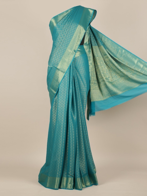 

Pothys Blue Woven Design Pure Chiffon Saree