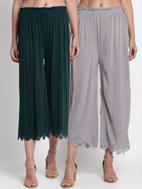 

NEUDIS Women Green Regular Fit Solid Culottes