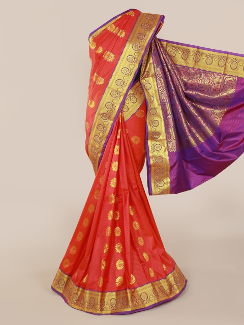 

Pothys Pink & Gold-Toned Art Silk Woven Design Kanjeevaram Saree