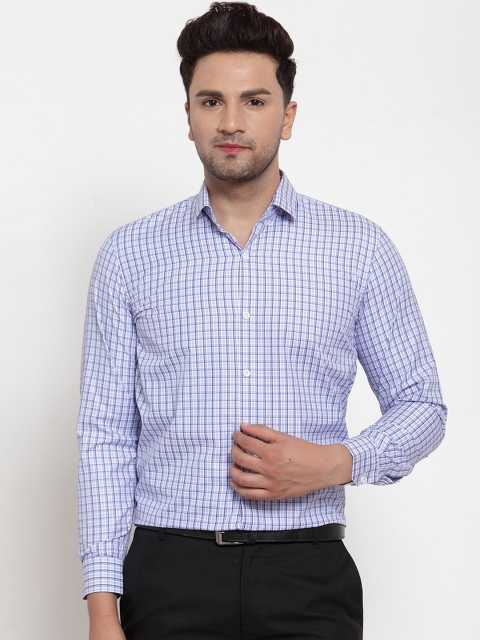 JAINISH Men Blue Regular Fit Checked Formal Shirt