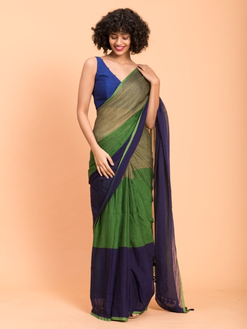 

Suta Blue & Green Colourblocked Cotton Saree