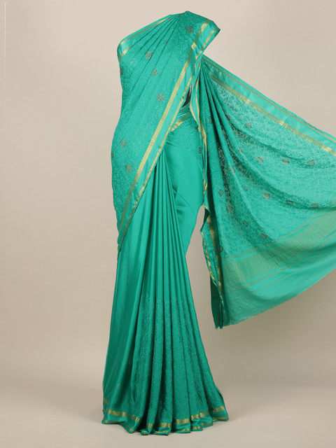 

Pothys Green Embroidered Stone Work Pure Chiffon Saree
