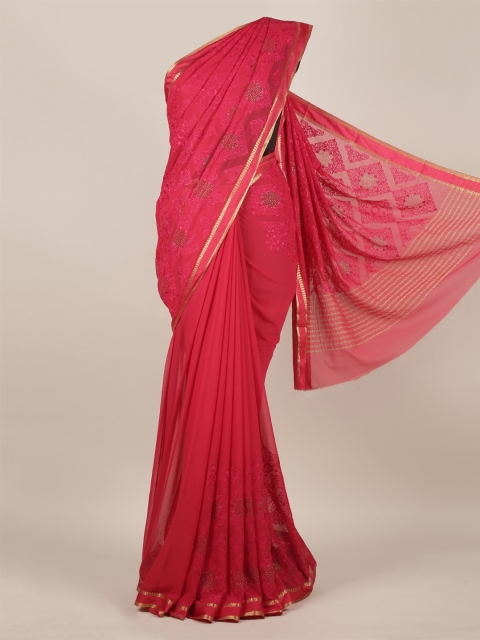 

Pothys Magenta Woven Design Pure Chiffon Saree