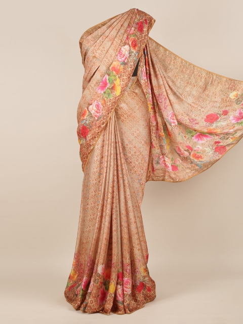 

Pothys Orange Printed Pure Georgette Saree