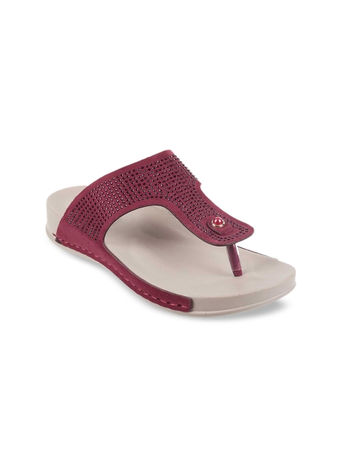 Metro Women Maroon Embellished Comfort Heels