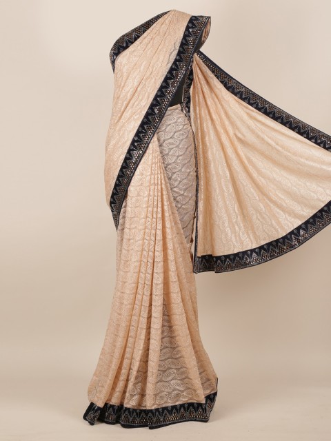 

Pothys Beige Embellished Poly Georgette Saree