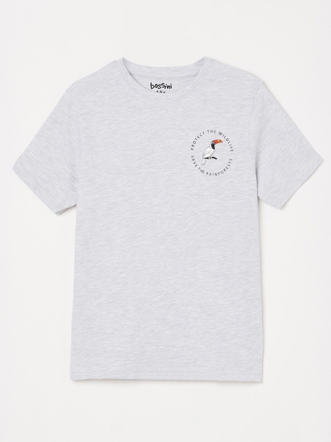 

Bossini Boys Grey Melange Solid Round Neck T-shirt