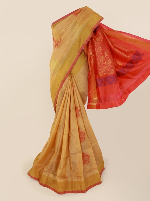 

Pothys Cream-Coloured & Red Art Silk Woven Design Kanjeevaram Saree