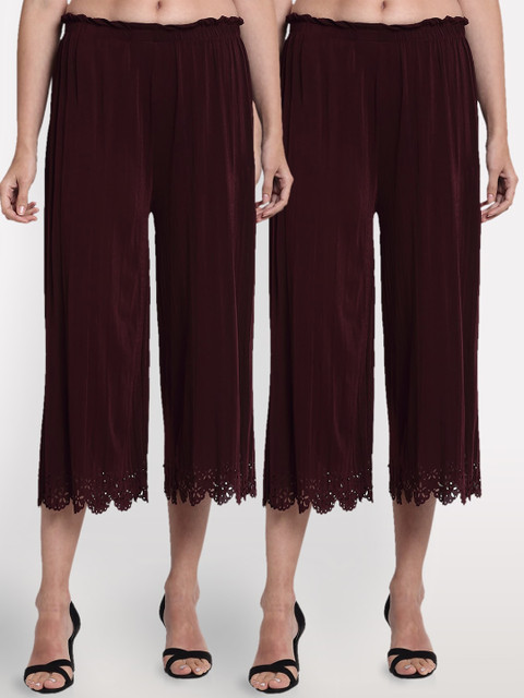 

NEUDIS Women Red Regular Fit Solid Culottes