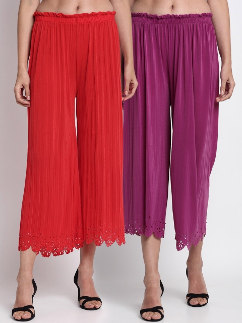

NEUDIS Women Pack Of 2 Regular Fit Solid Culottes, Purple