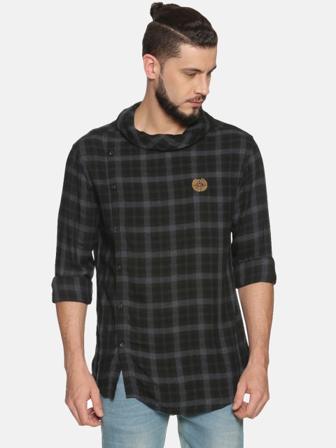 

SHOWOFF Men Navy Blue Slim Fit Checked Casual Shirt