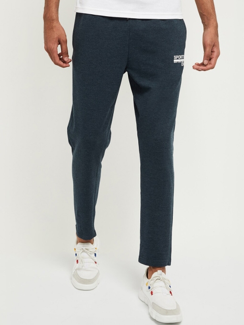 

max Men Teal Blue Solid Track Pants