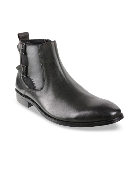 

Metro Men Black Solid Leather Formal Boots