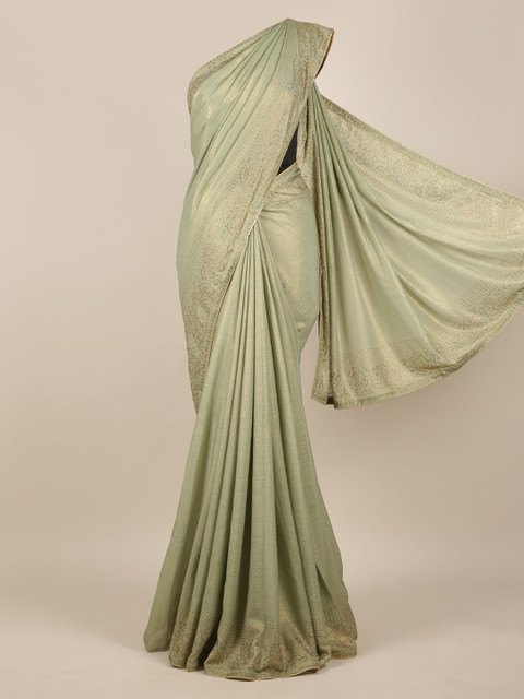 

Pothys Green Woven Design Pure Georgette Saree
