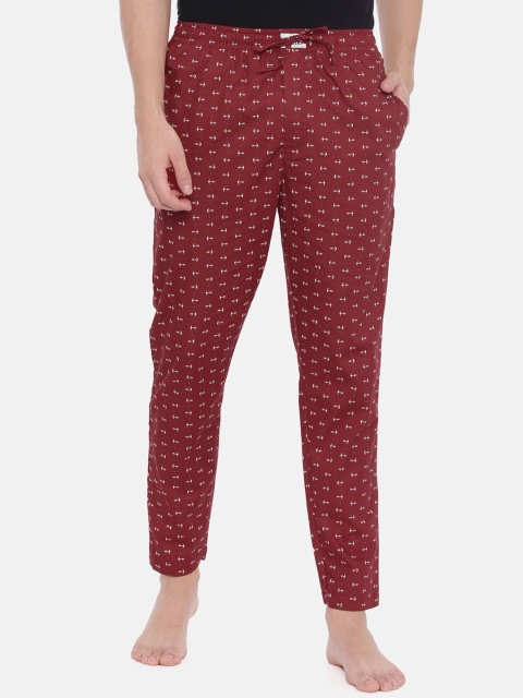 

Bushirt Men Maroon Anchor Printed Cotton Lounge Pants