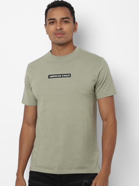 

AMERICAN EAGLE OUTFITTERS Men Green Printed Round Neck Pure Cotton T-shirt