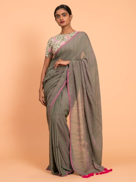 

Suta Grey Solid Viscose Rayon Saree