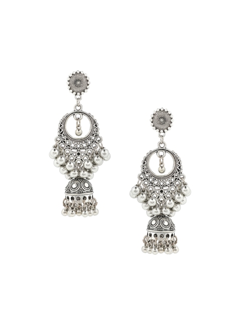 

SATCHEL Silver-Toned Dome Shaped Jhumkas
