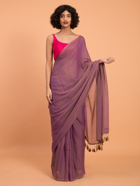 

Suta Lavender Solid Saree With Tassled Pallu