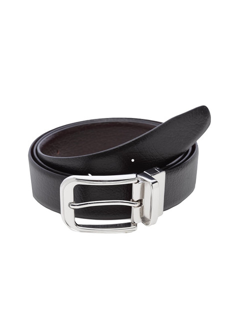 

WELBAWT Men Black & Brown Textured Leather Reversible Belt