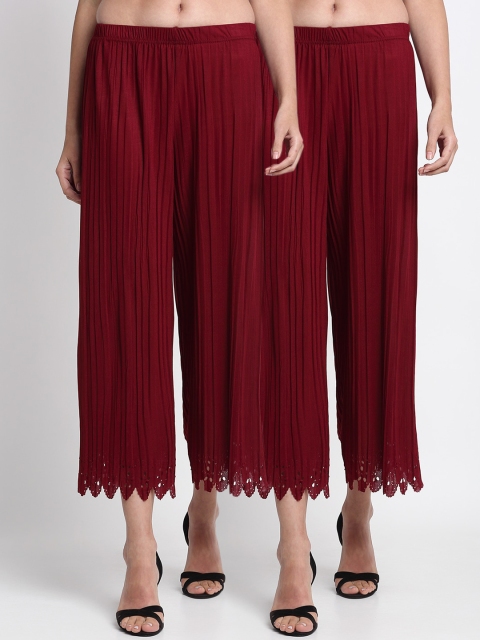 

NEUDIS Women Pack of 2 Maroon Regular Fit Solid Culottes
